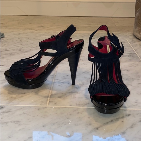 Max Studio Shoes - Max Studio Black Boudica Fringe Platform Heels 8